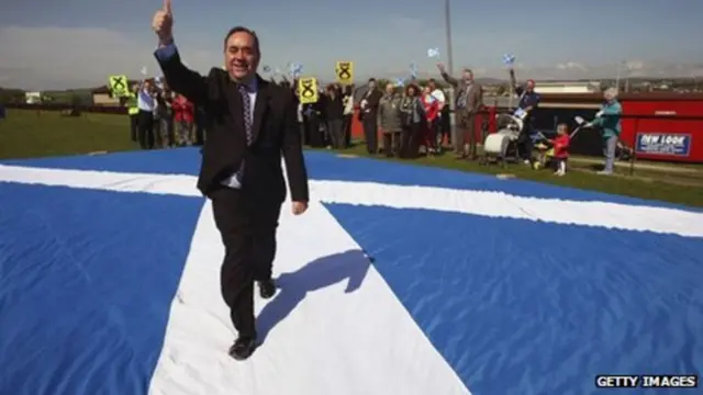 Alex Salmond celebrates his party being the biggest after the 2007 Holyrood poll