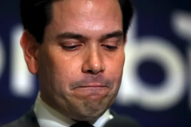 Republican U.S. presidential candidate Marco Rubio announces the suspension of his presidential campaign during a rally in Miami