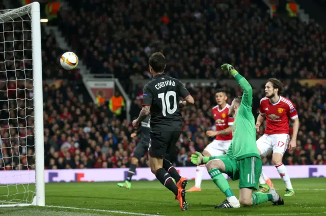 Philippe Countinho scores for Liverpool