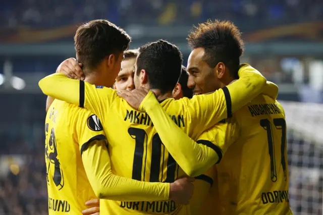 Borussia Dortmund's players celebrate