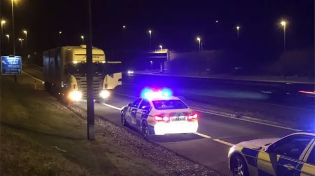 Lorry on hard shoulder