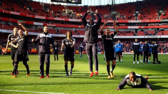 Watford players celebrating their FA Cup victory