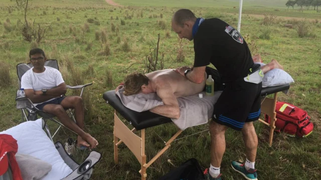 eddie being massaged