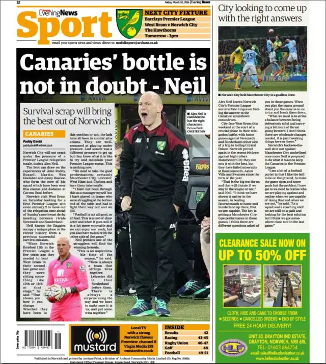 Evening News back page