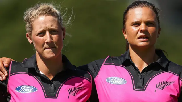 Sophie Devine and Suzie Bates, who shared a century stand for New Zealand