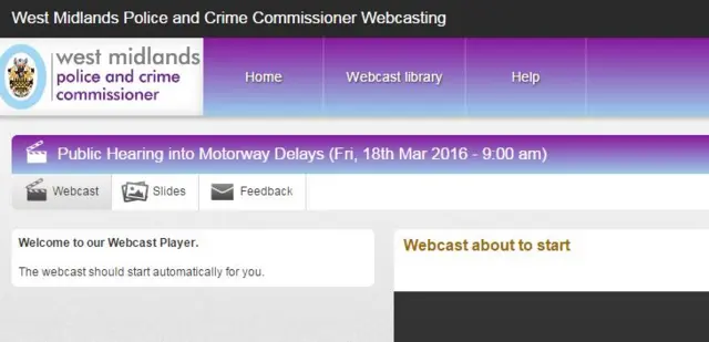 Front page of West Midlands PCC webcast