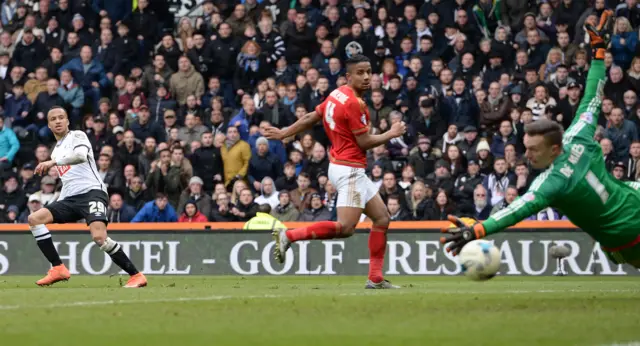 Derby's Marcus Olsson opens the scoring