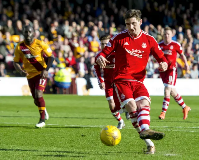 Kenny McLean slots home the Dons' penalty.