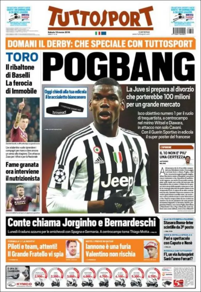 Saturday's Tuttosport front page