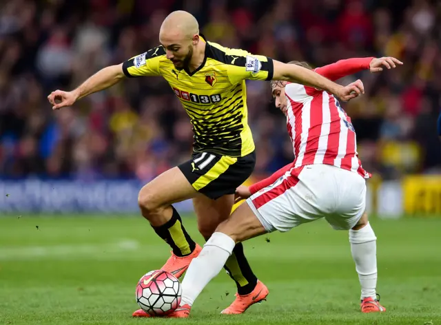 Nordin Amrabat of Watford tries to prompt something