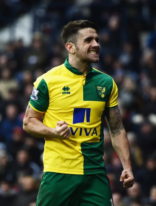 Norwich's Robbie Brady celebrates the opening goal