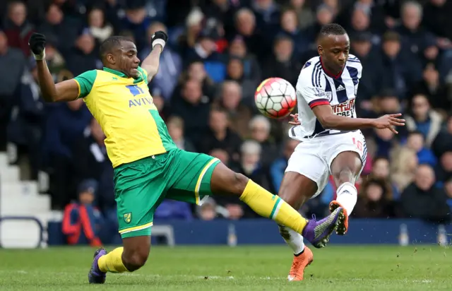 West Brom's Saido Berahino finds the way blocked