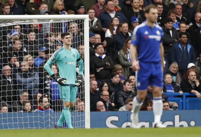 Thibaut Courtois looks on ruefully