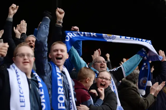 Leicester fans celebrate