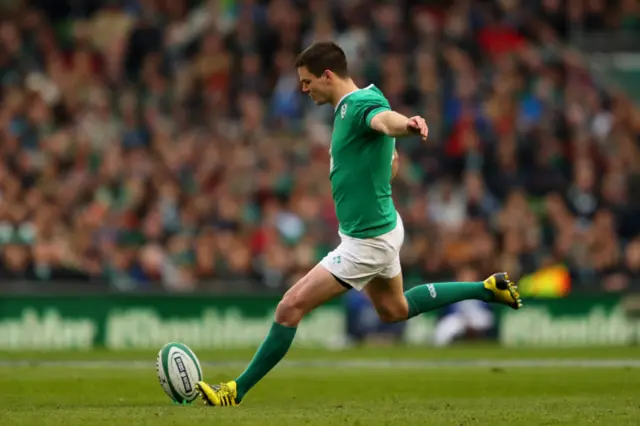 Ireland's Johnny Sexton kicks a penalty