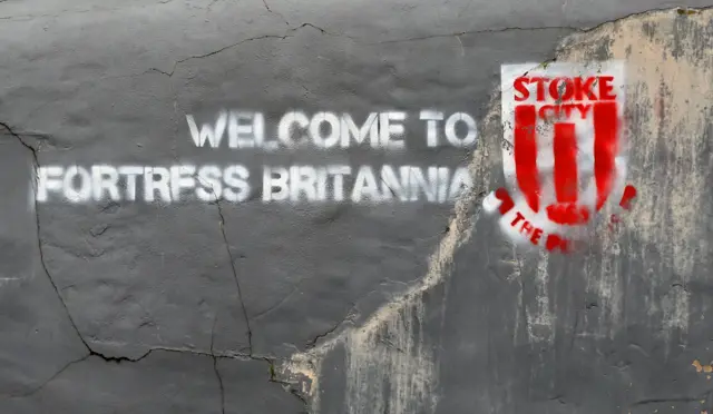 Graffiti on a wall near the Britannia Stadium