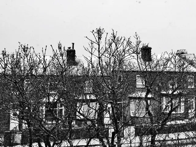 Snow on the rooftops in Buxton