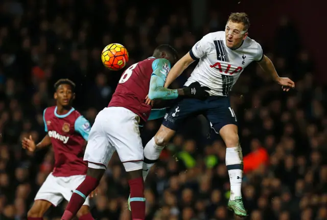 Harry Kane heads towards goal