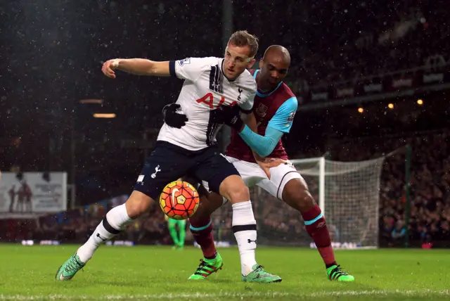 Harry Kane and West Ham's Angelo Ogbonna