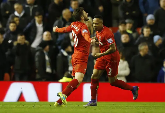 Adam Lallana celebrates