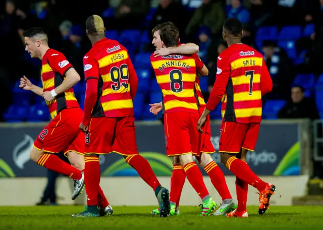 Partick's Callum Booth celebrates after opening the scoring for his side