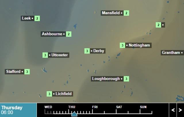 Weather temperatures for 6am on Thursday March 2