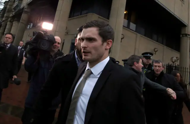 Adam Johnson leaves court