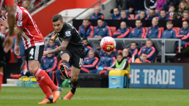 Philippe Coutinho scores for Liverpool