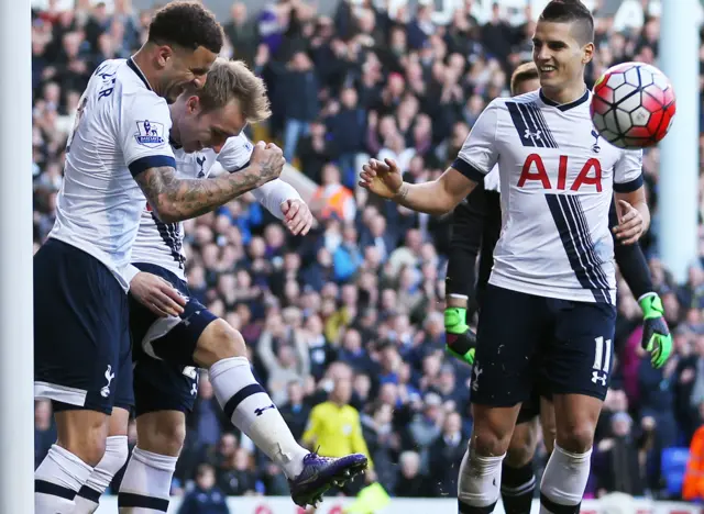 Christian Eriksen celebrates his goal