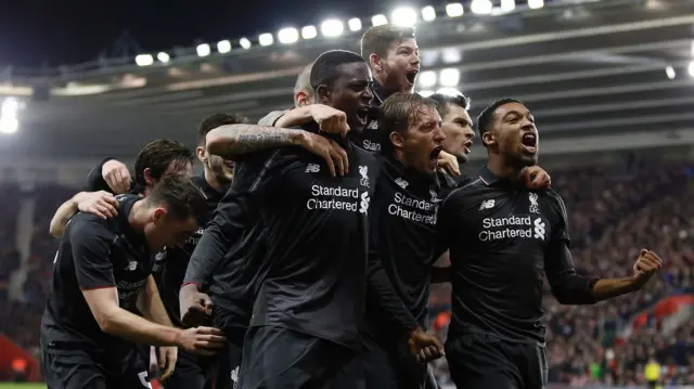 Liverpool celebrate against Southampton