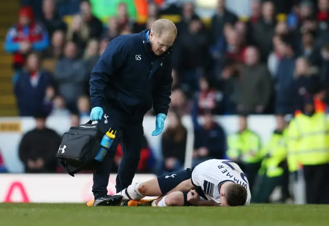 Tottenham's Kevin Wimmer goes down injured