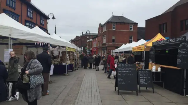 Fine food market in Leek