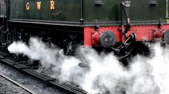 Steam train starting up
