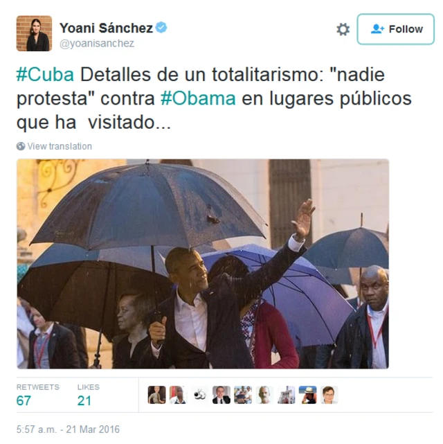 Yoani Sanchez tweet