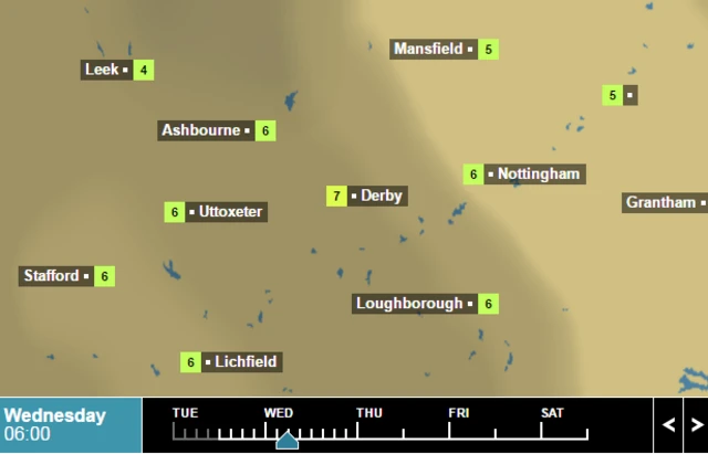 Weather temperatures for 6am on Wednesday March 23