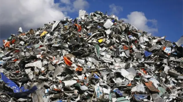 Pile of rubbish at a landfill