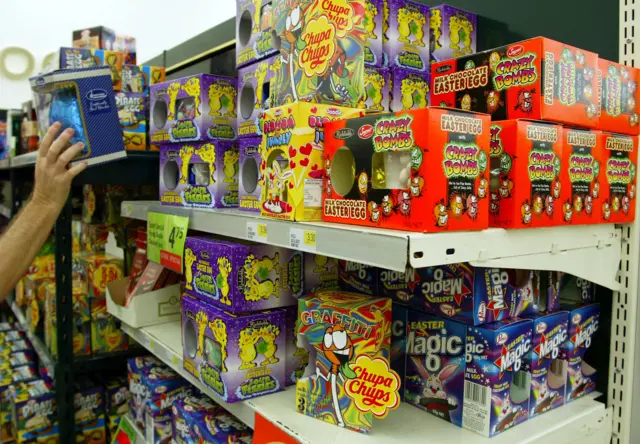 Display of Easter Eggs in a supermarket