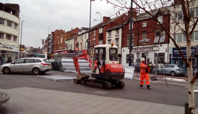 Fencing goes up ready for a revamp of The Spot in Derby city centre