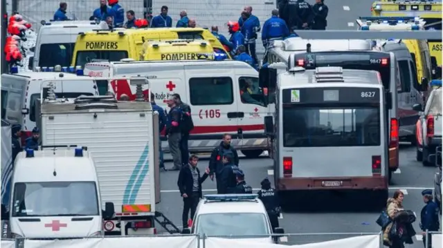 Brussels emergency services at scene