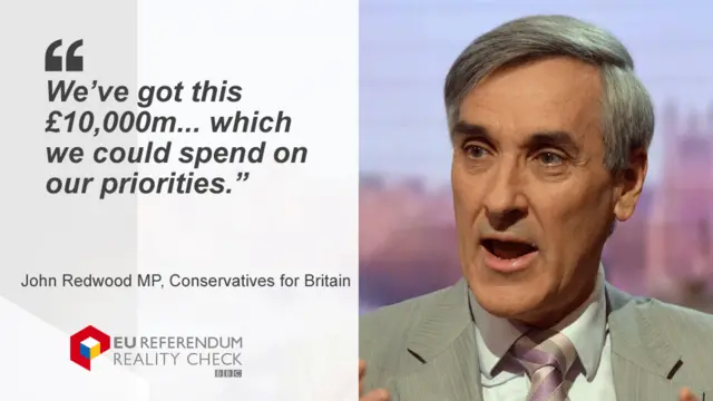 John Redwood saying: We've got this £10,000m... which we could spend on our priorities"