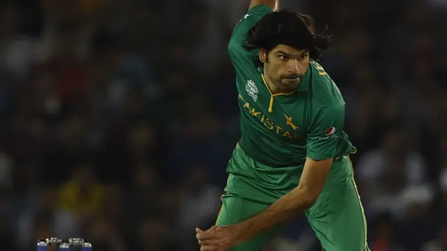 Irfan bowling for Pakistan