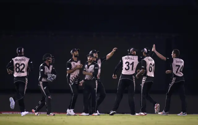 New Zealand celebrate taking a wicket