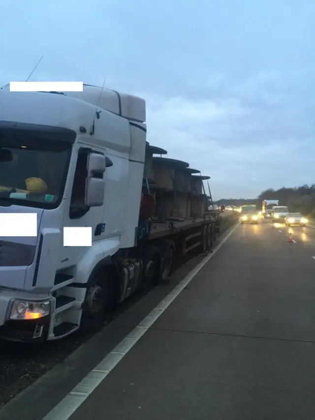 M54 lorry crash