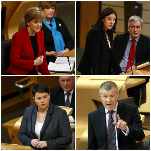 Nicola Sturgeon, Kezia Dugdale, Ruth Davidson and Willie Rennie