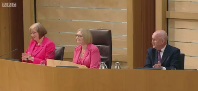 Presiding Officer Tricia Marwick with Deputies Elaine Murray and John Scott