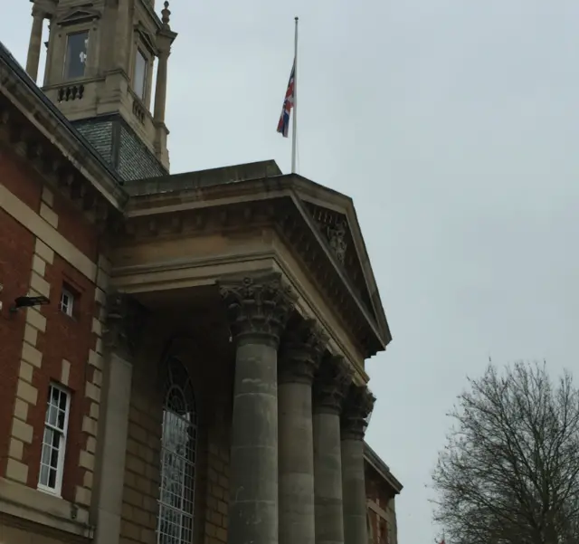 Flage flying at half-mast