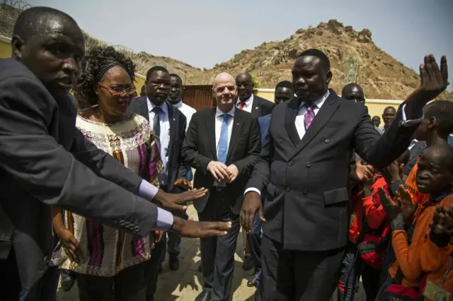 Fifa President Gianni Infantino inaugurates the office of the South Sudanese Football Association in Juba