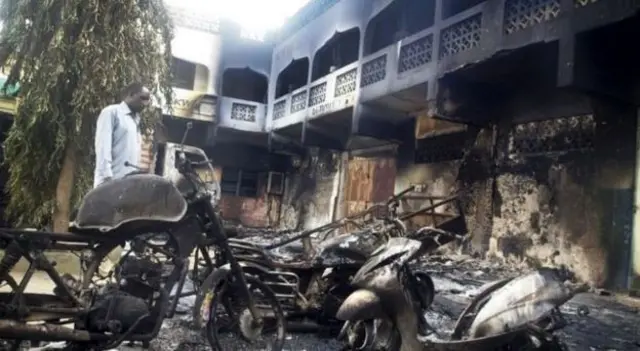 Burnout buildings in Mpeketoni, Kenya - June 2014