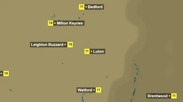 Weather graphic shows high of 11C