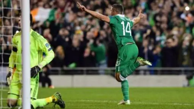 Jon Walters celebrating for Ireland